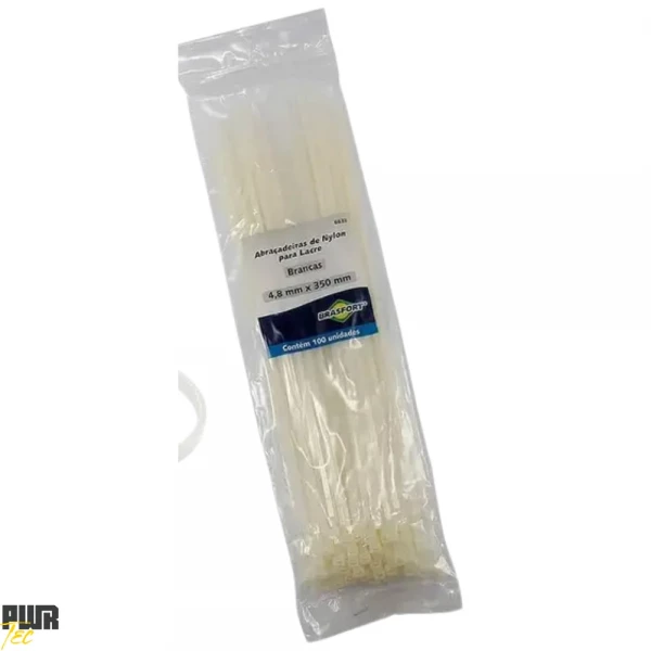 Abracadeira Nylon 4,8x350mm Branca PCT 100pcs REF 8638 BRASFORT