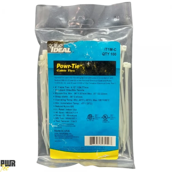 Abracadeira Nylon 2,5X104MM Branca PCT 100pcs REF IT1M IDEAL