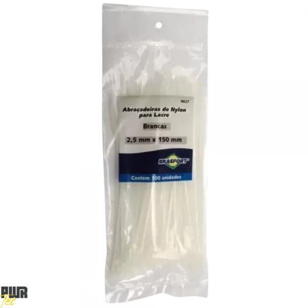 Abracadeira Nylon 2,5x150MM Branca PCT 100pcs REF 8627 BRASFORT