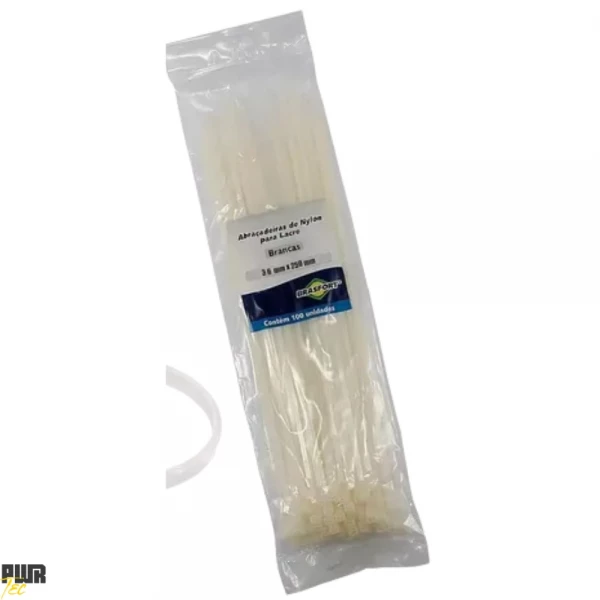 Abracadeira Nylon 3,6X250MM Branca PCT 100pcs REF 8632 BRASFORT