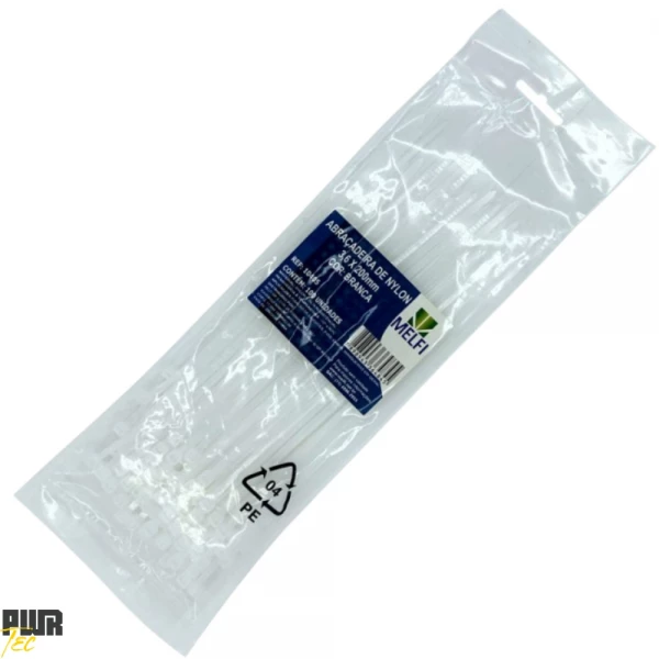 Abracadeira Nylon 4,8X280MM Branca PCT 100pcs REF 0409 MELFI