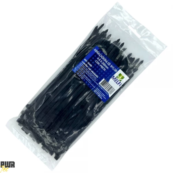 Abracadeira Nylon 4,8X280MM PRETA PCT 100pcs REF 0410 MELFI