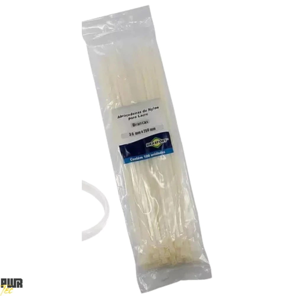 Abracadeira Nylon 3,6X250MM Branca PCT 100pcs REF 8632 BRASFORT